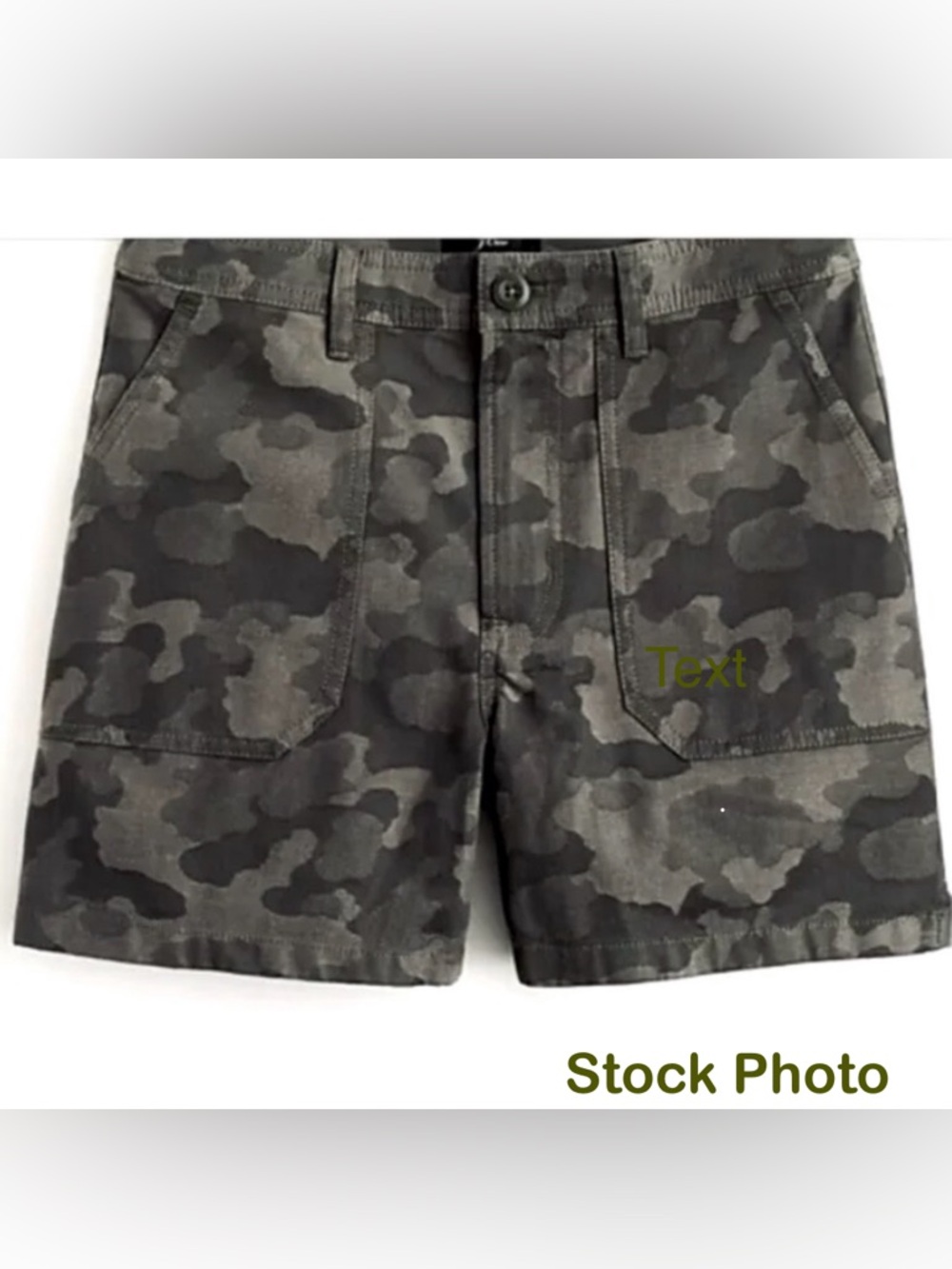 J.Crew CAMOUFLAGE PRINT High-Rise 4.5” inseam Cargo Shorts Army Green Black